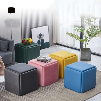 Nesting Ottomans 🪑 – Stackable Flannel Storage & Seating