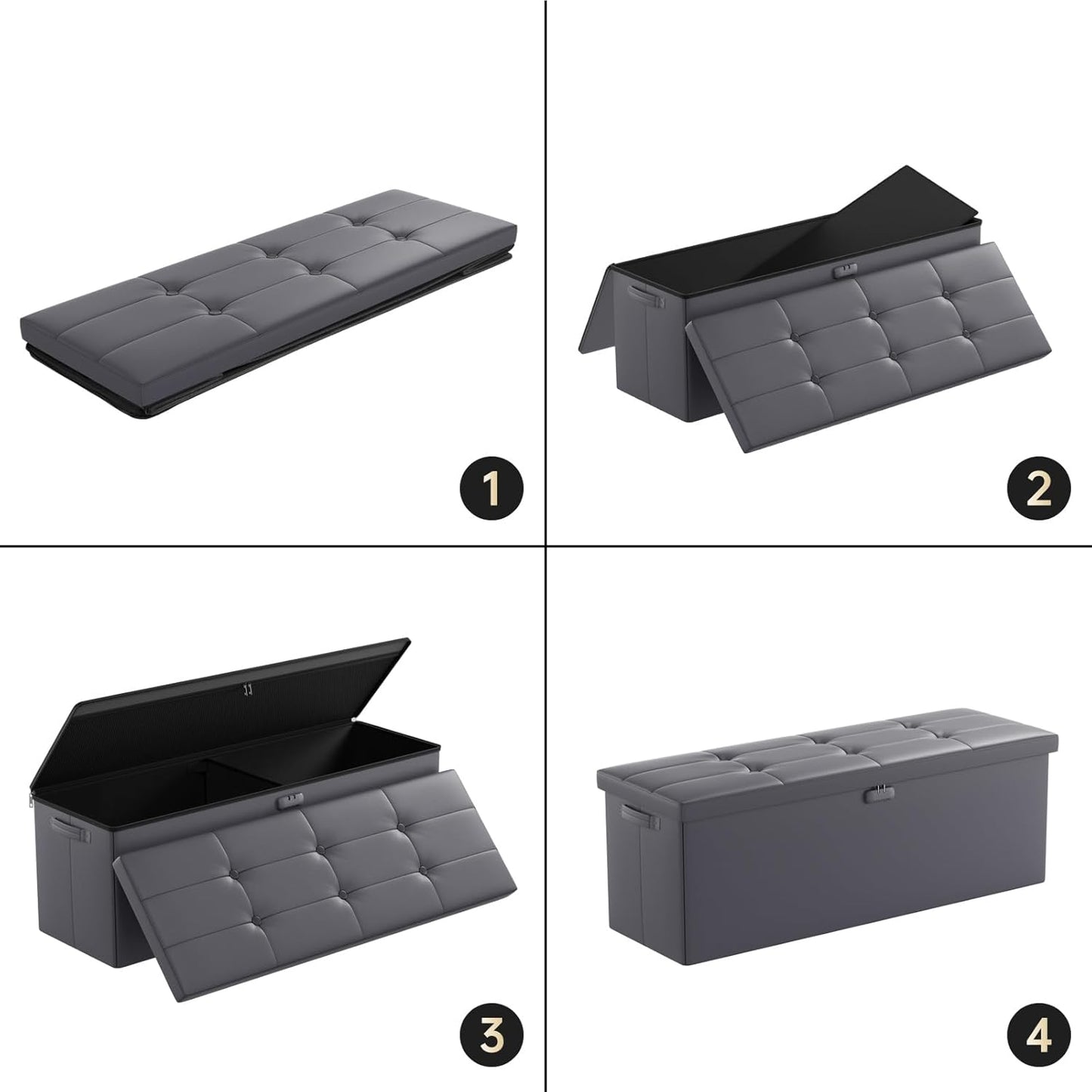 Fireproof & Waterproof Storage Ottoman 🛋️ – Multi-Purpose Living Room Organizer