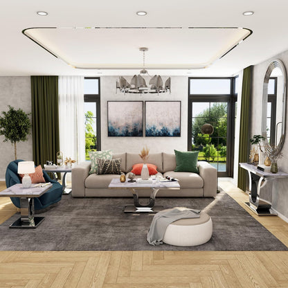 Modern White & Silver Coffee Table