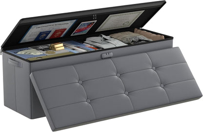 Fireproof & Waterproof Storage Ottoman 🛋️ – Multi-Purpose Living Room Organizer