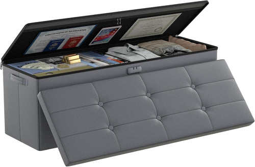 Fireproof & Waterproof Storage Ottoman 🛋️ – Multi-Purpose Living Room Organizer