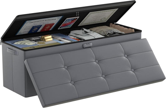 Fireproof & Waterproof Storage Ottoman 🛋️ – Multi-Purpose Living Room Organizer