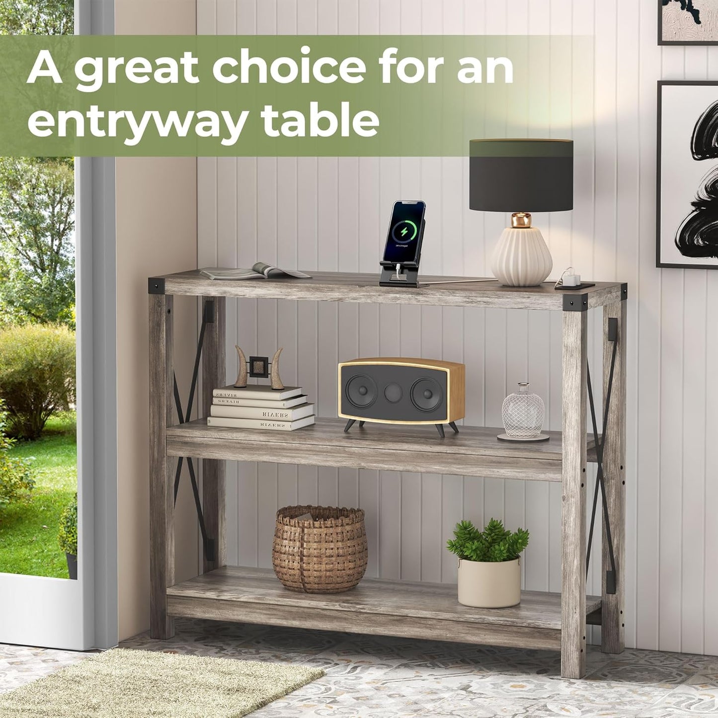 Entryway Console Table 🛋️ – Modern X-Shaped Design