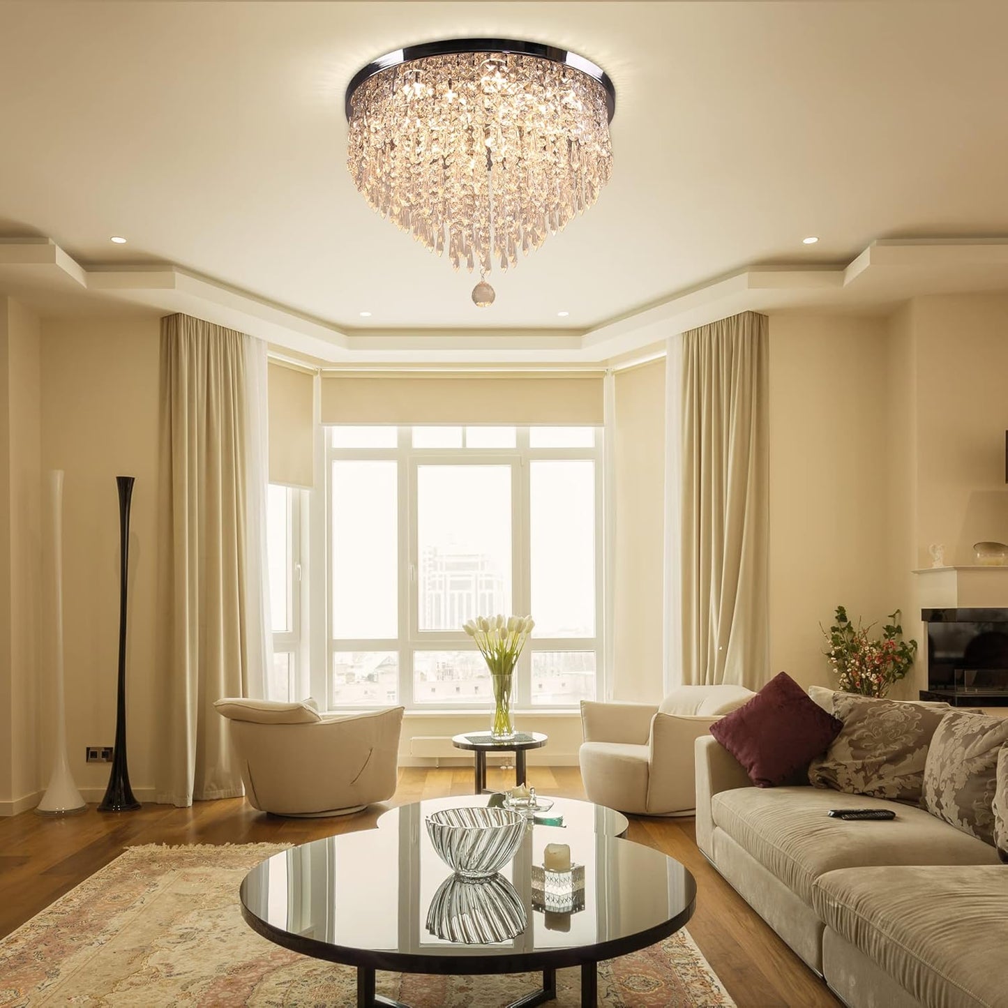Crystal Chandelier ✨ – Elegant Ceiling Lighting for Living Room