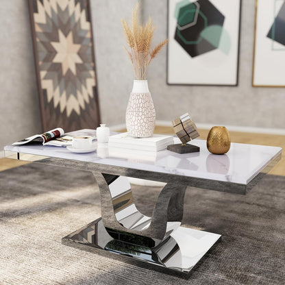 Modern White & Silver Coffee Table