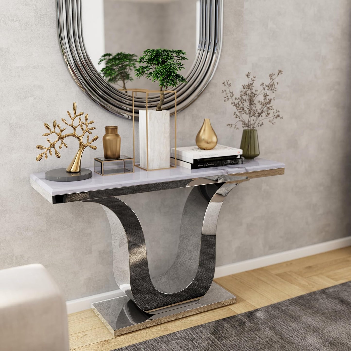 Modern White & Silver Coffee Table