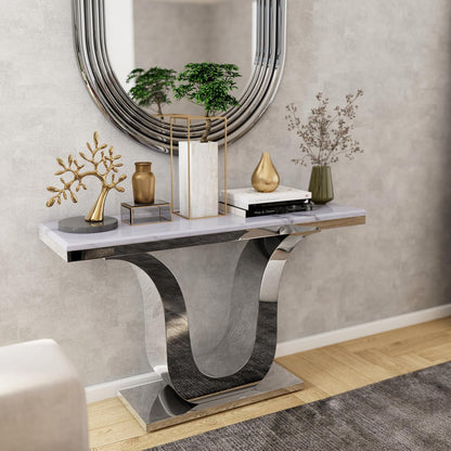 Modern White & Silver Coffee Table
