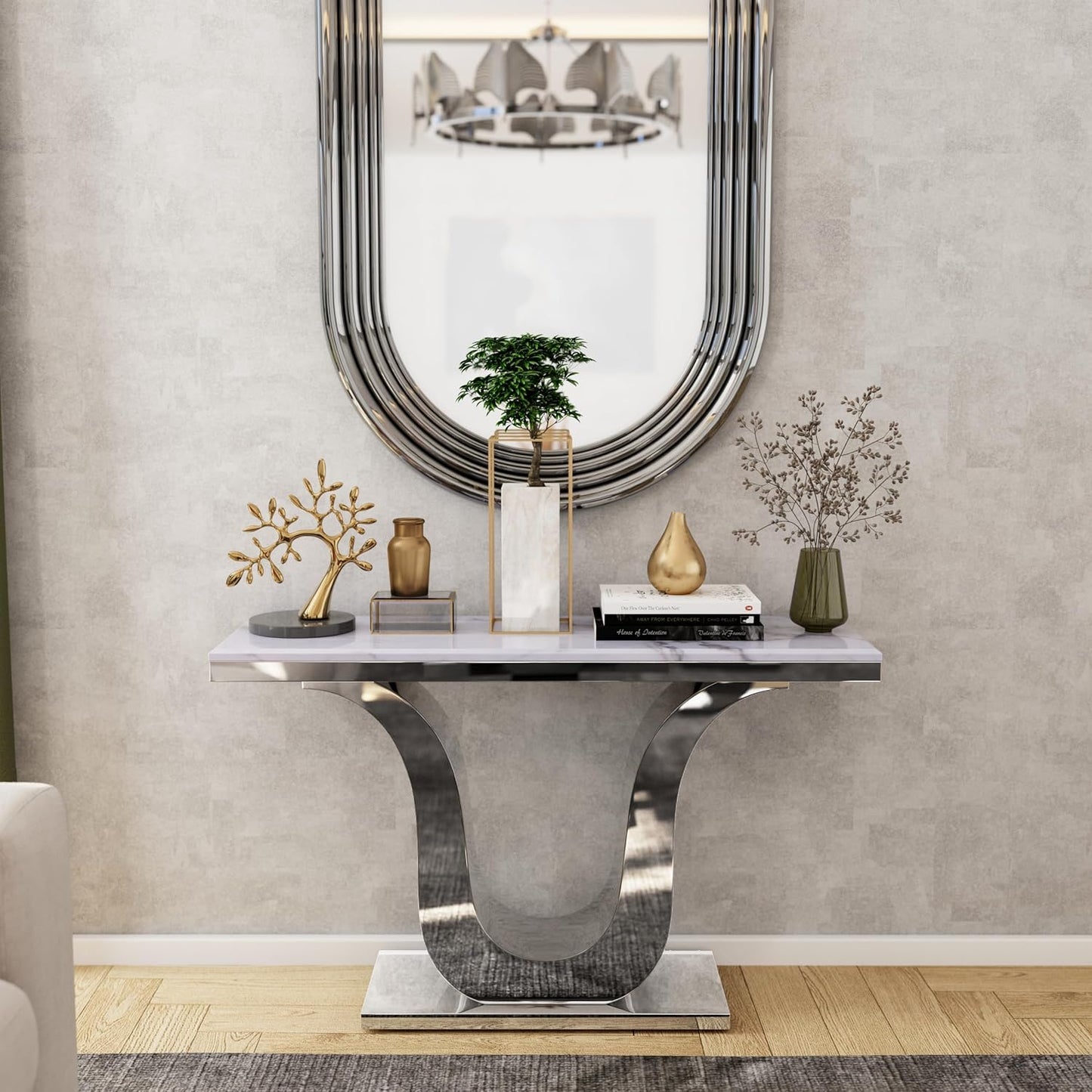 Modern White & Silver Coffee Table