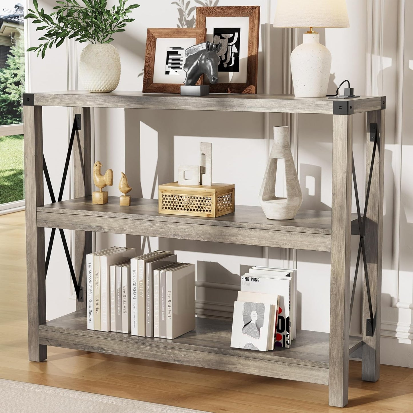 Entryway Console Table 🛋️ – Modern X-Shaped Design