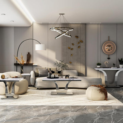 Modern White & Silver Coffee Table