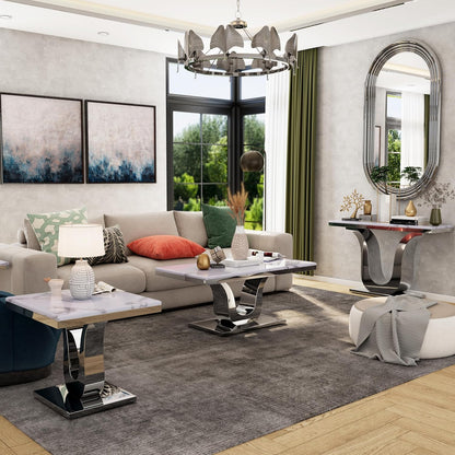 Modern White & Silver Coffee Table